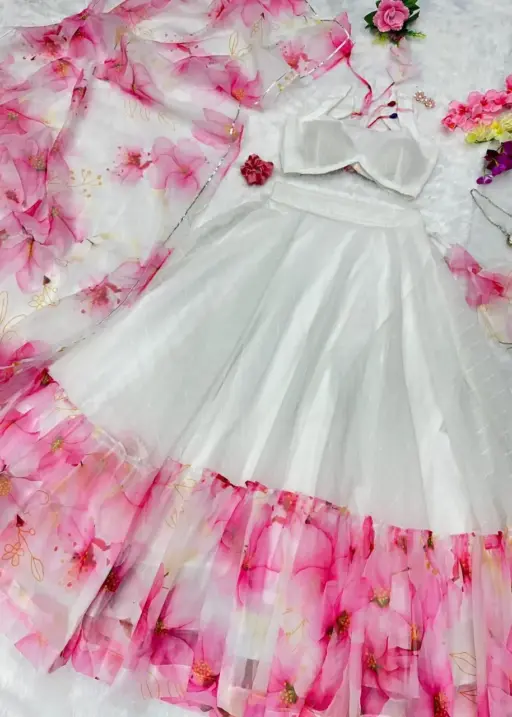 Readymade Floral Lehenga with Fancy Blouse