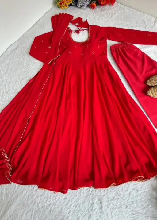 Red Anarkali for Karwa Chauth 2025