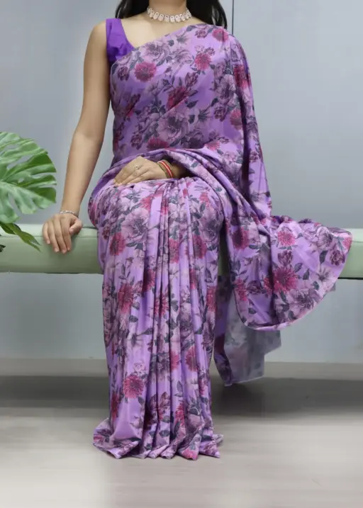Silk Crape Printed Winter Saree