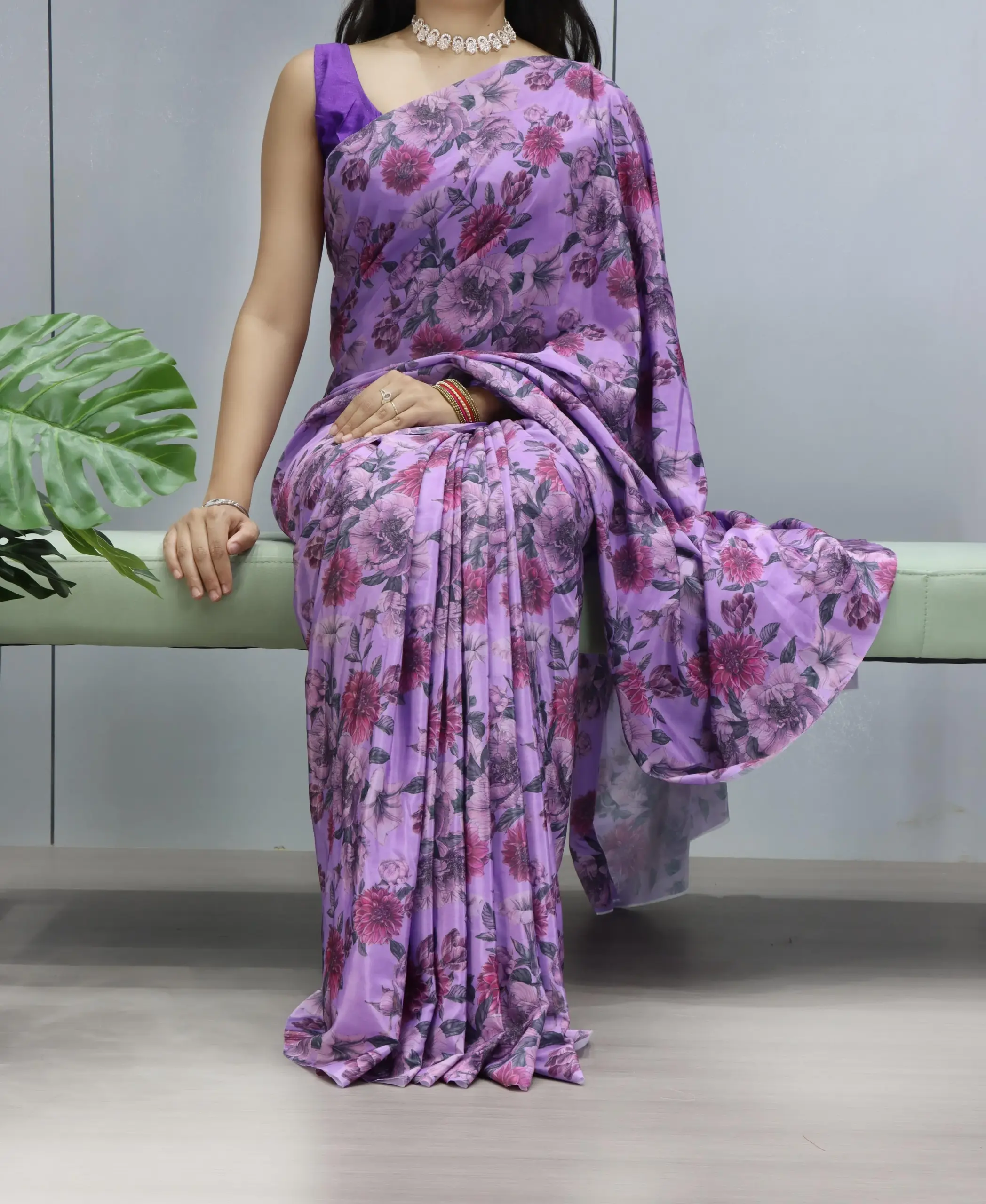 Silk Crape Printed Winter Saree