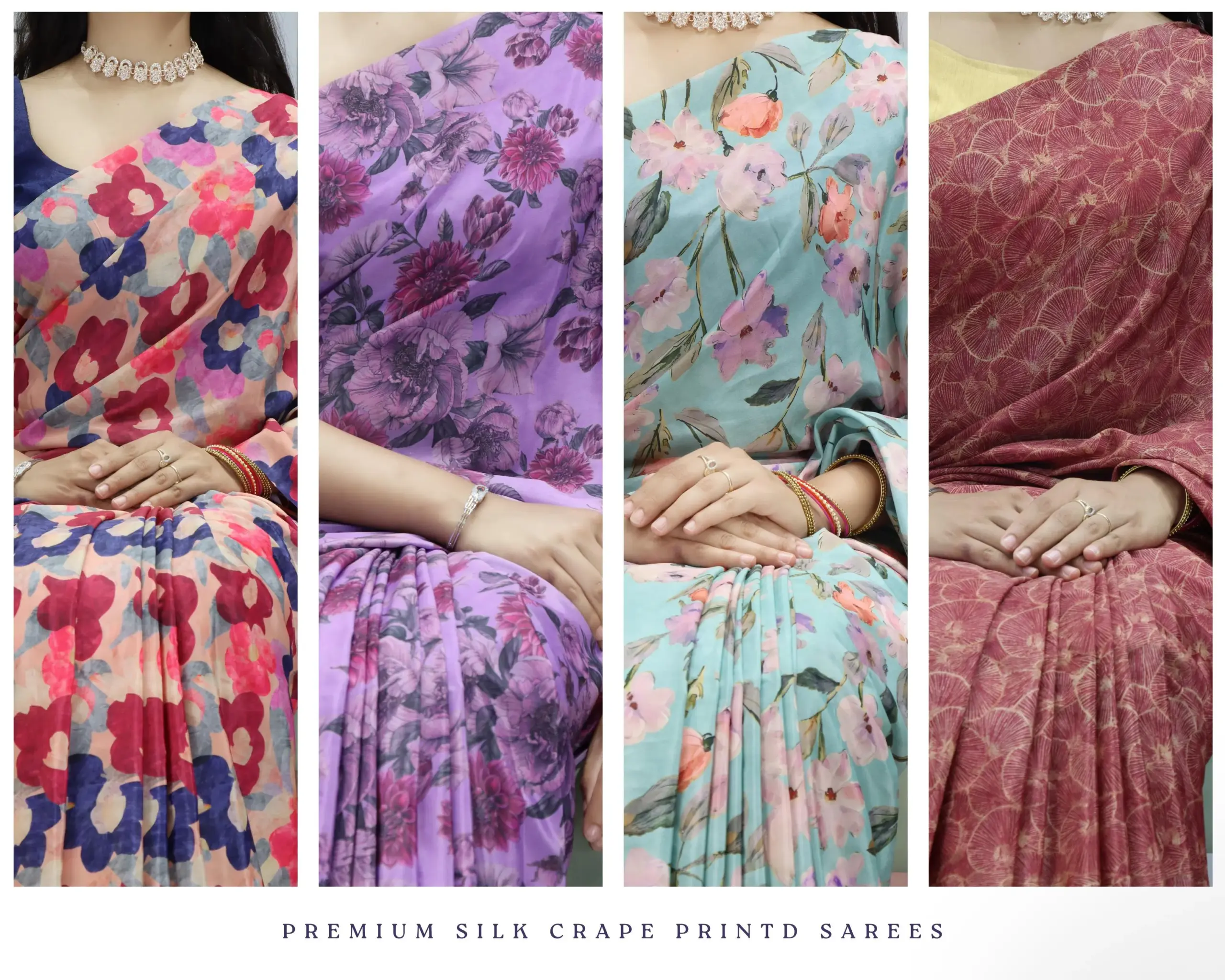 Silk Crape Printed Winter Saree - Image 2