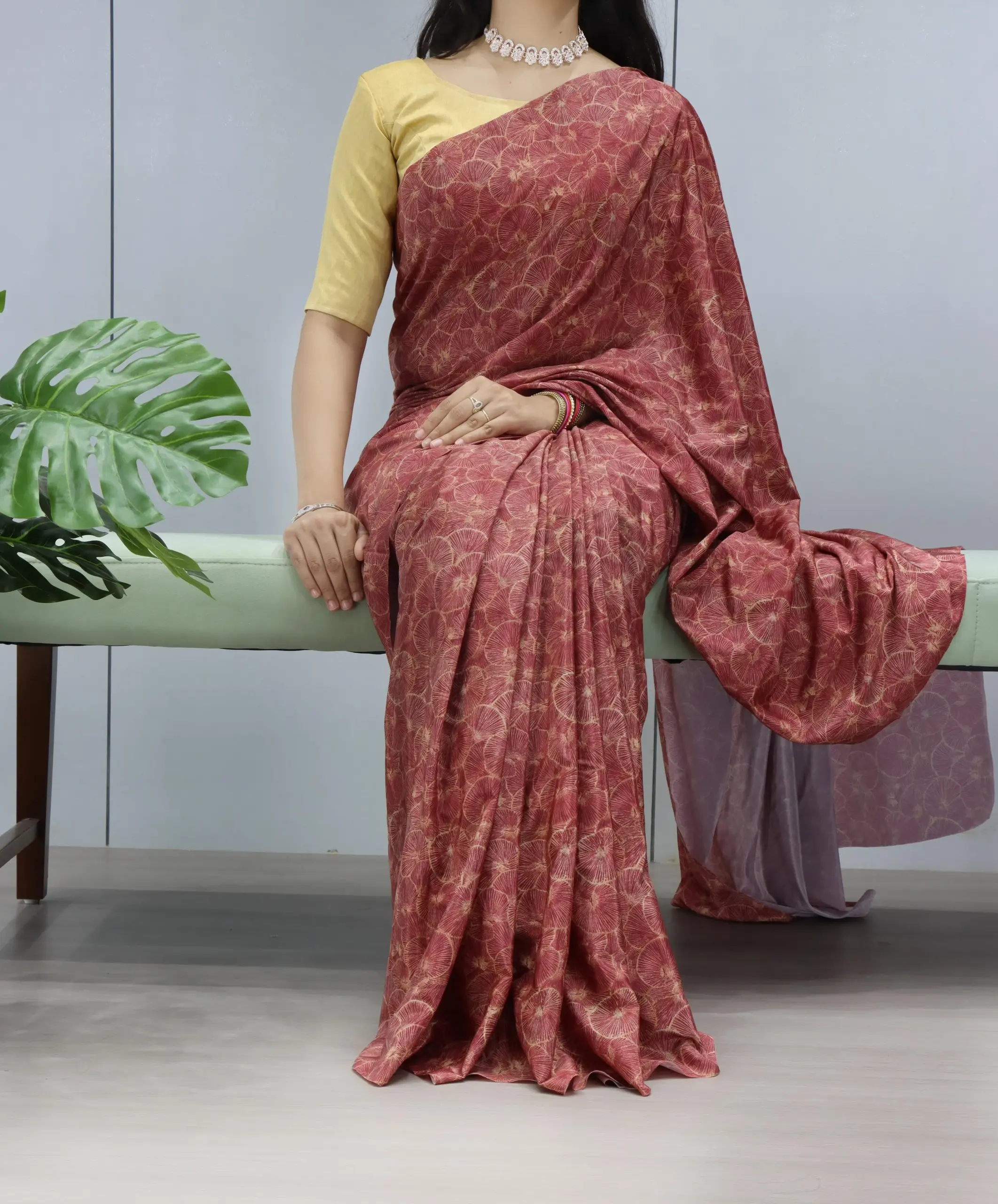 Silk Crape Printed Winter Saree - Image 3
