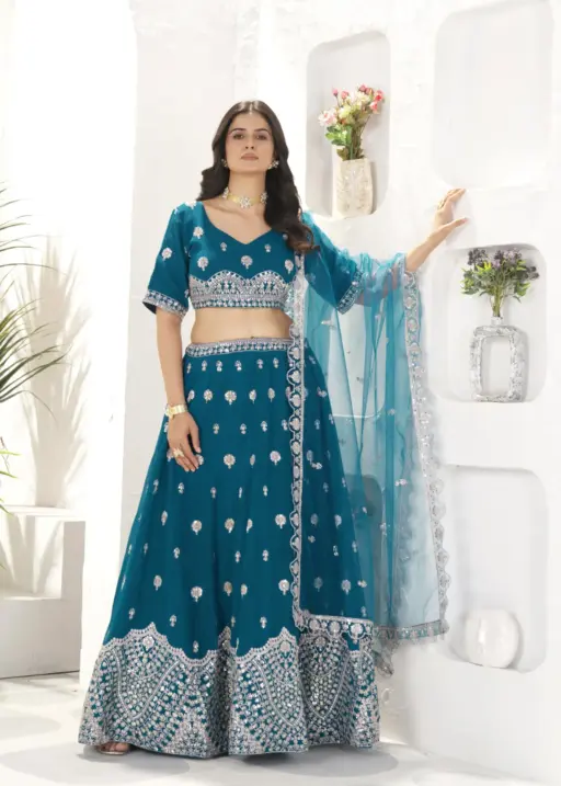 Teal Color Festive Lehenga Choli Design 2025