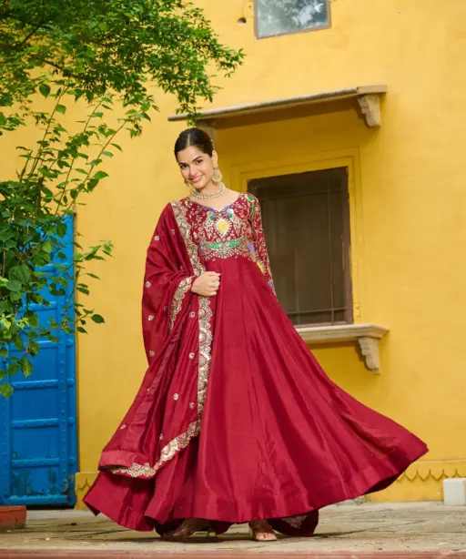 Wedding 2025 Special Embroidered Gown with Dupatta