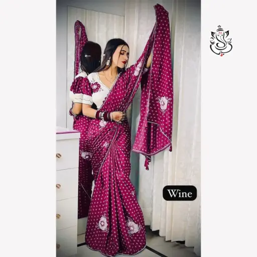 Wedding Special Bandhni Saree with Stitched blouse
