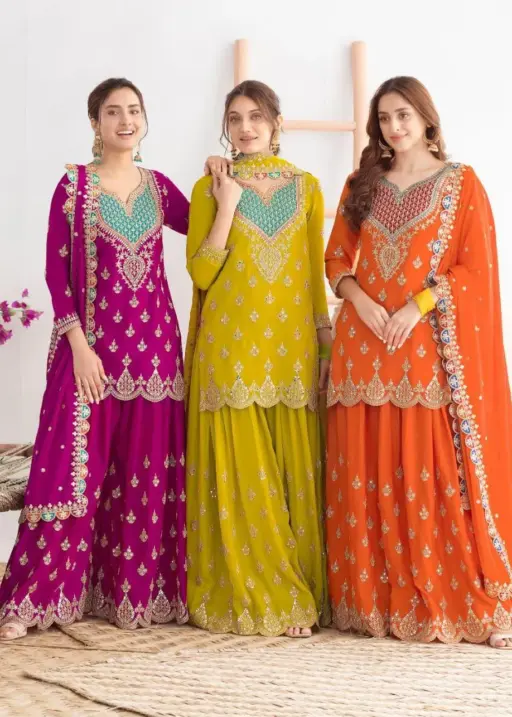 Wedding Special Short Shirt with Plazzo Set