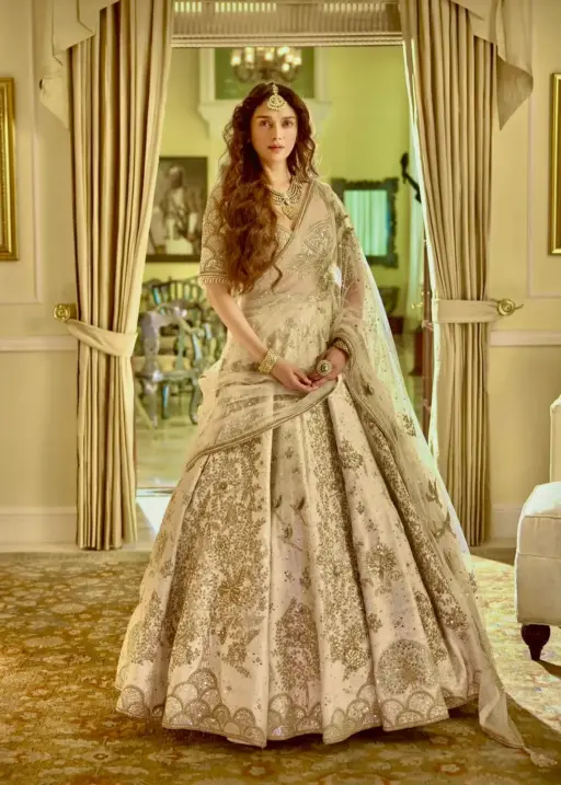 Wedding Wear Cream Lehenga Choli Design 2025