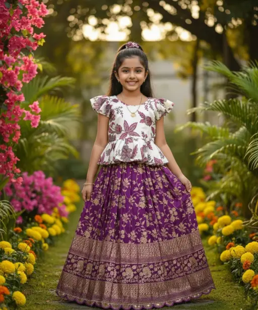 Wedding Wear Kids Lehenga Choli in Silk