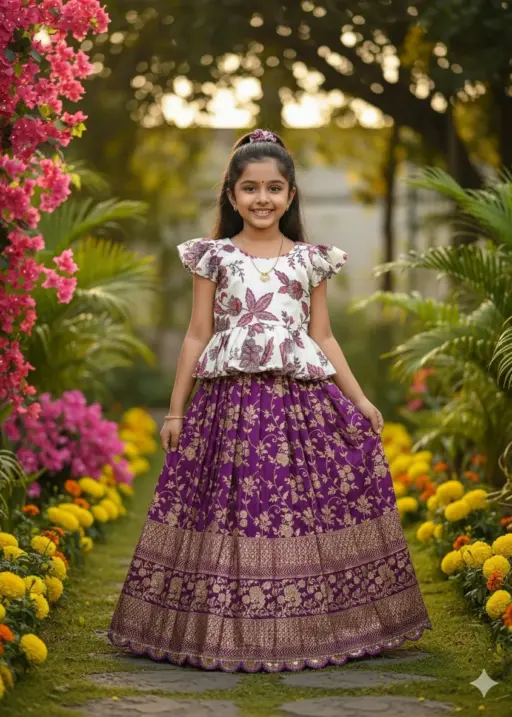 Wedding Wear Kids Lehenga Choli in Silk