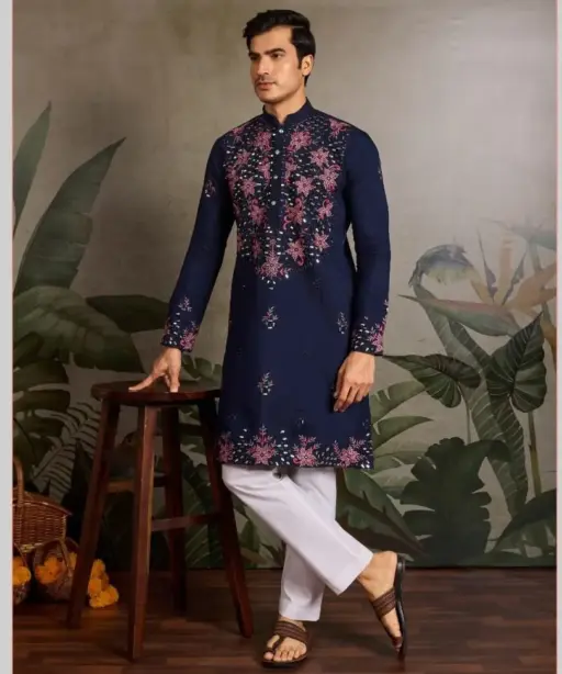 Wedding Wear Mens Embroidery Kurta