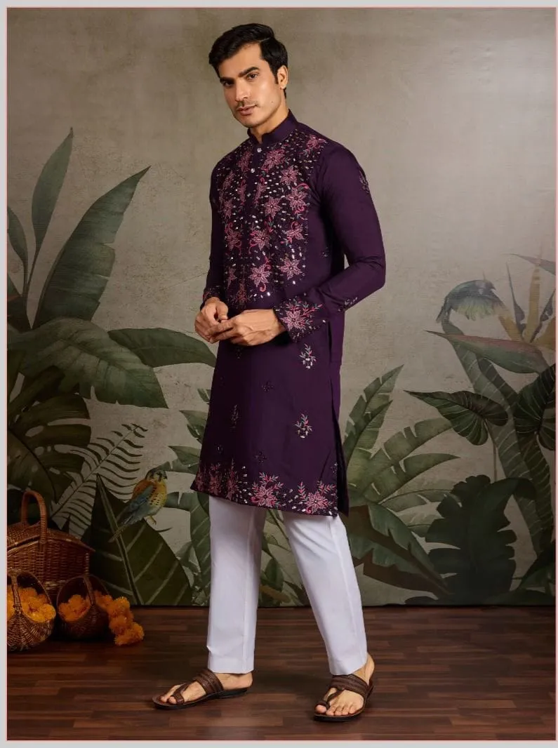 Wedding Wear Mens Embroidery Kurta - Image 3