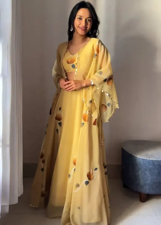 Yellow Floral Lehenga with Jacket for Haldi 2025