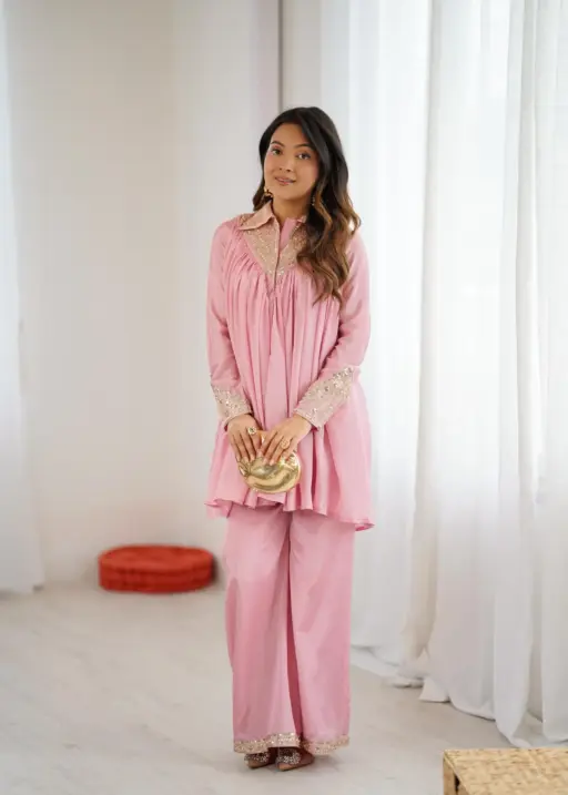 Baby Pink Embroidery Co ord Set