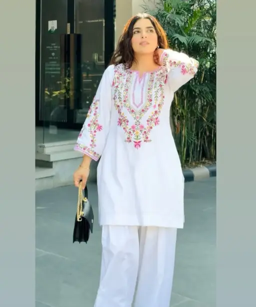 Buy White Co ord Set with Embroidery