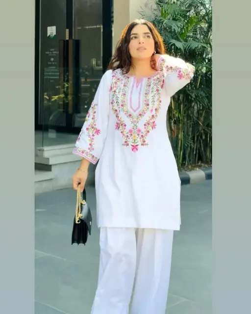 Buy White Co ord Set with Embroidery