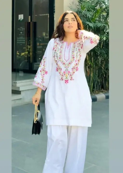 Buy White Co ord Set with Embroidery