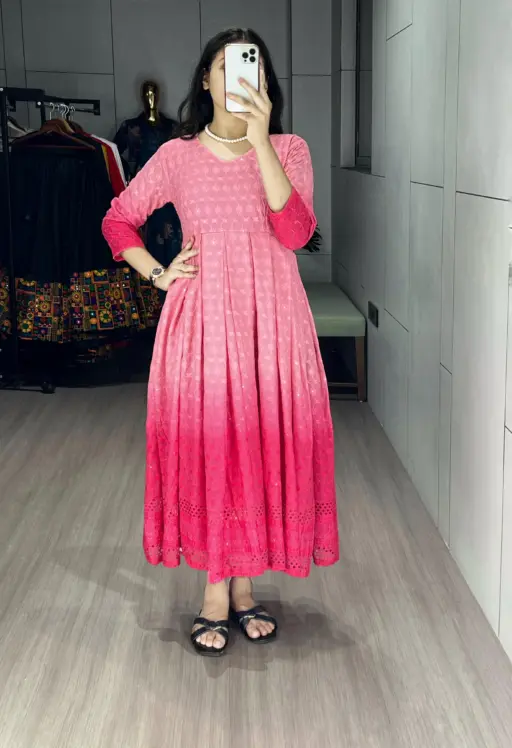 Chikankari Gown kurti for Office