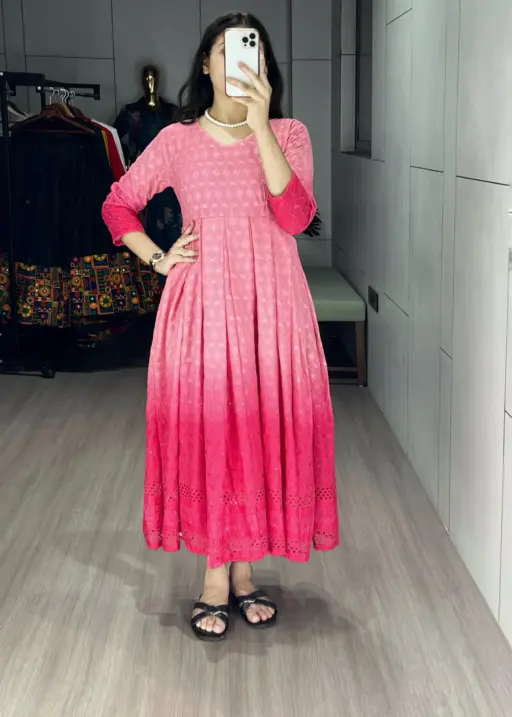Chikankari Gown kurti for Office