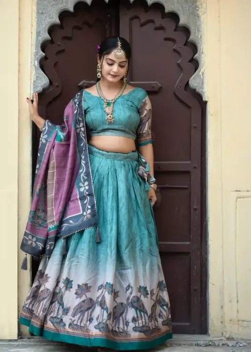 Designer Kalamkari Printed Lehenga Choli