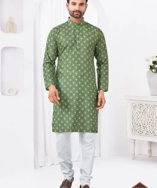 Digital Printed Mens Kurta Pajama