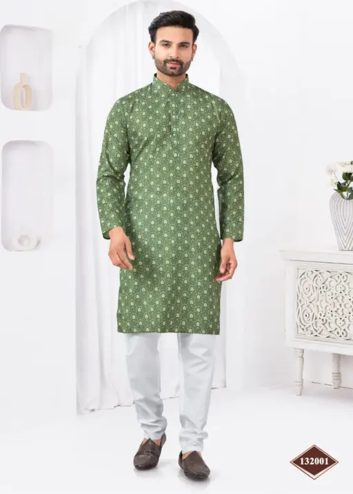 Digital Printed Mens Kurta Pajama