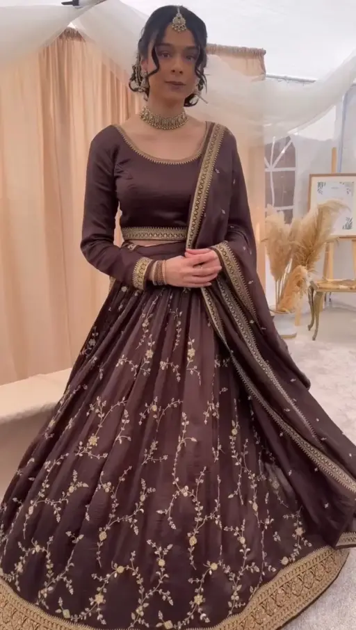 Diwali Special Brown Color Lehenga Choli