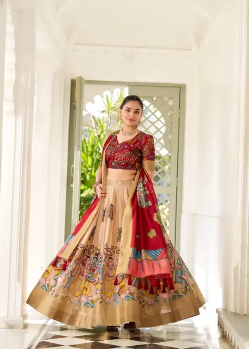 Kalamkari  Printed Lehenga Choli Design