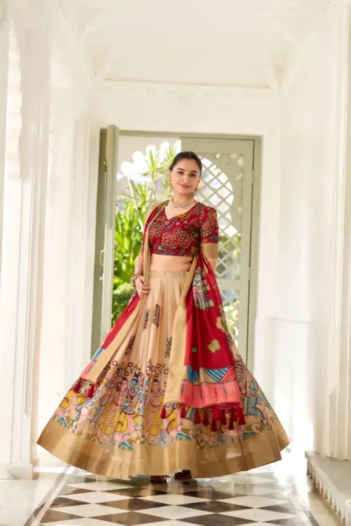 Kalamkari  Printed Lehenga Choli Design