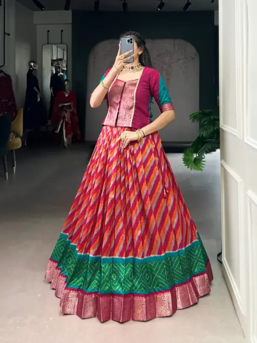 Leheriya Printed Readymade Lehenga with Blouse