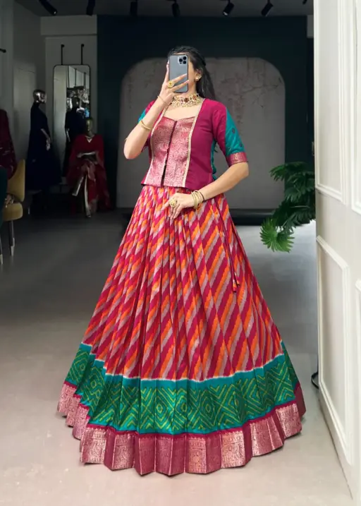 Leheriya Printed Readymade Lehenga with Blouse