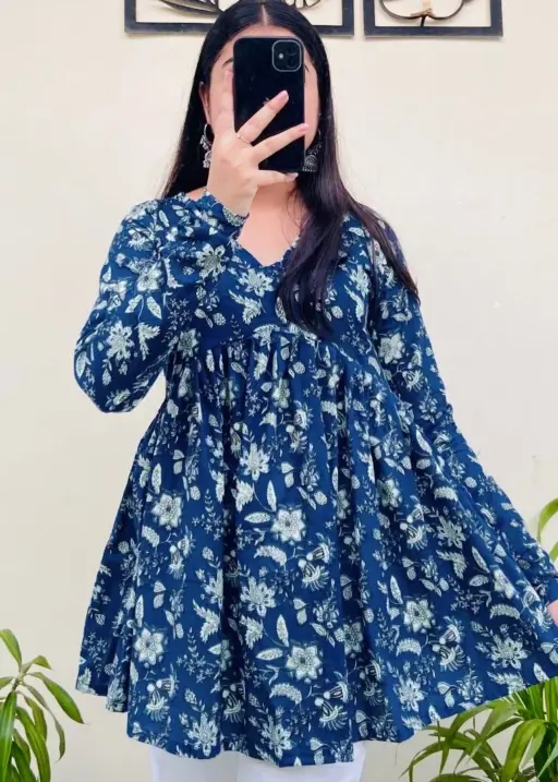 Office Wear Printed Short Tunic Tops