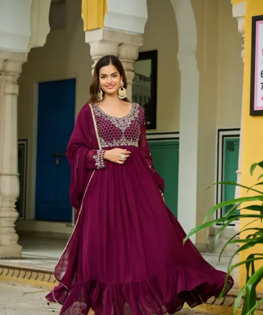 Premium Beads Work Anarkali Gown with Dupatta