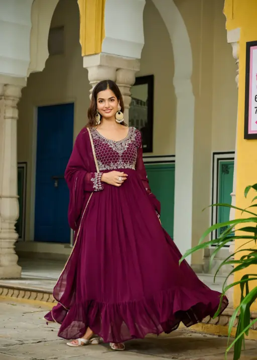 Premium Beads Work Anarkali Gown with Dupatta