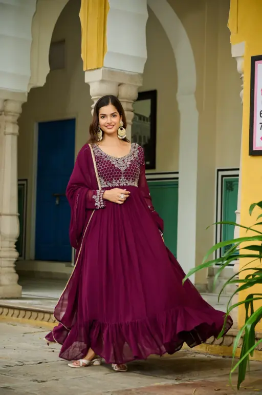 Premium Beads Work Anarkali Gown with Dupatta