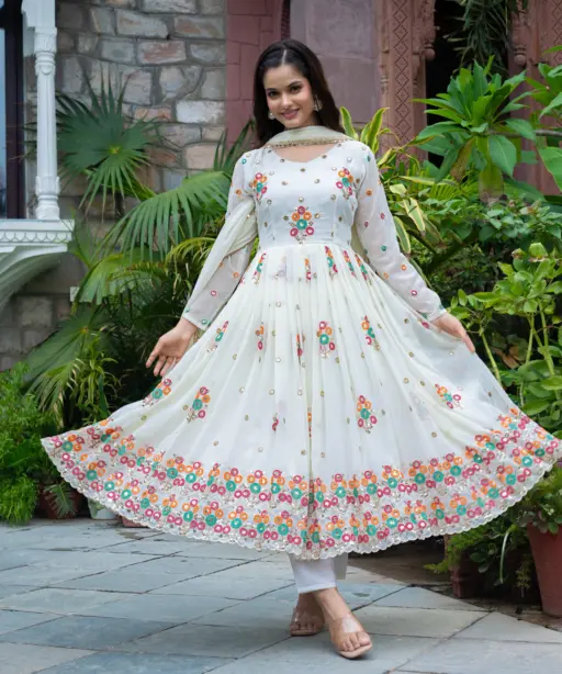 Readymade Georgette Anarkali Gown with Dupatta