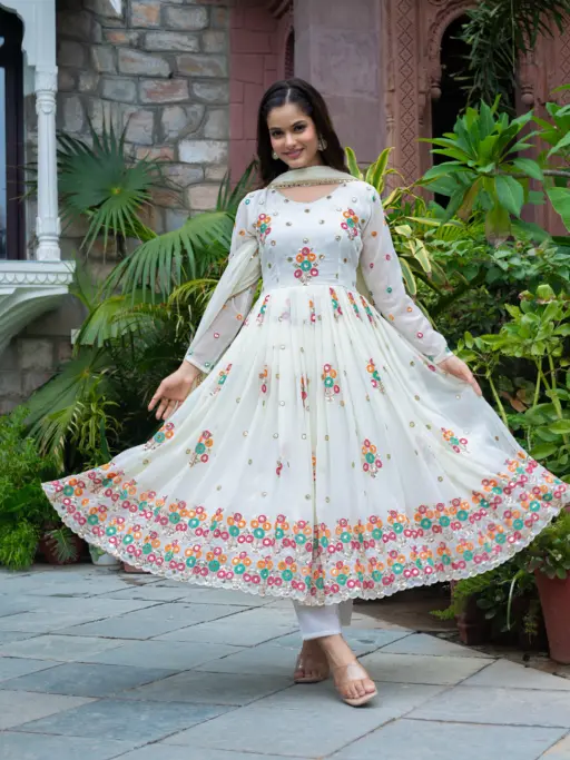 Readymade Georgette Anarkali Gown with Dupatta