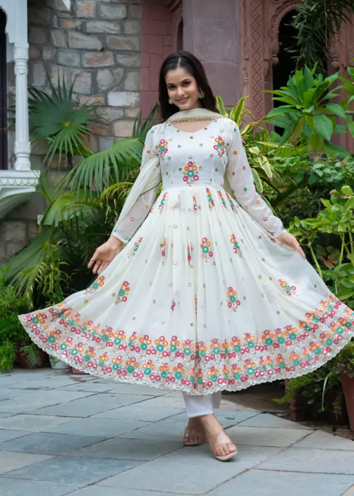 Readymade Georgette Anarkali Gown with Dupatta
