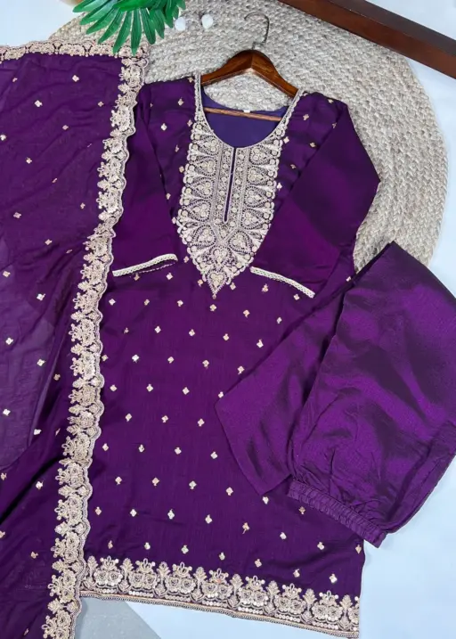 Sangeet Special Purple Color Readymade Dress