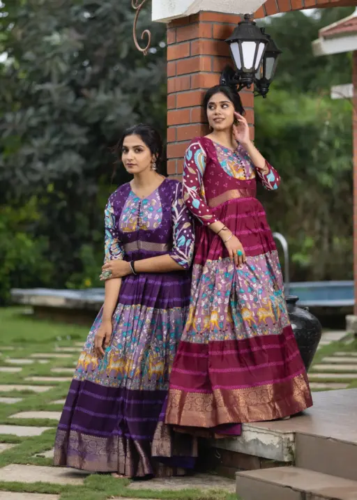 Stylish Kalamkari Printed Gown