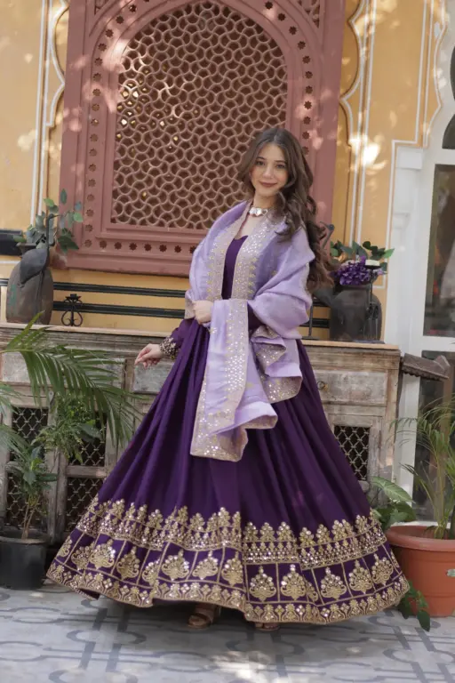 Wedding Wear Purple Anarkali Gown