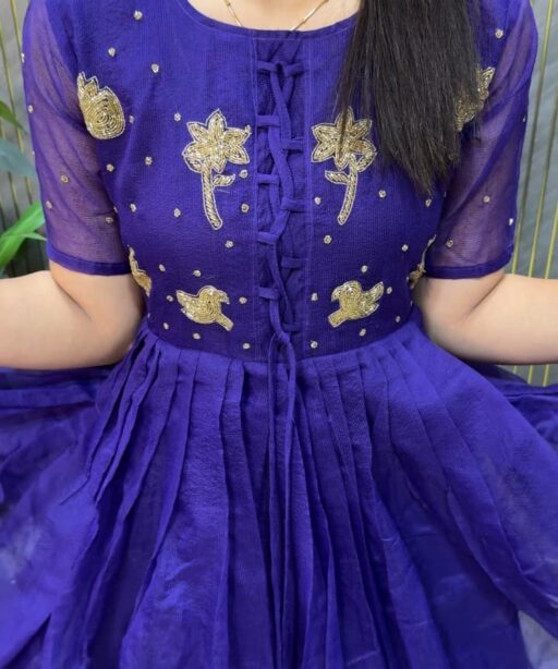 Navy Blue Kota Chex Ladies Gown