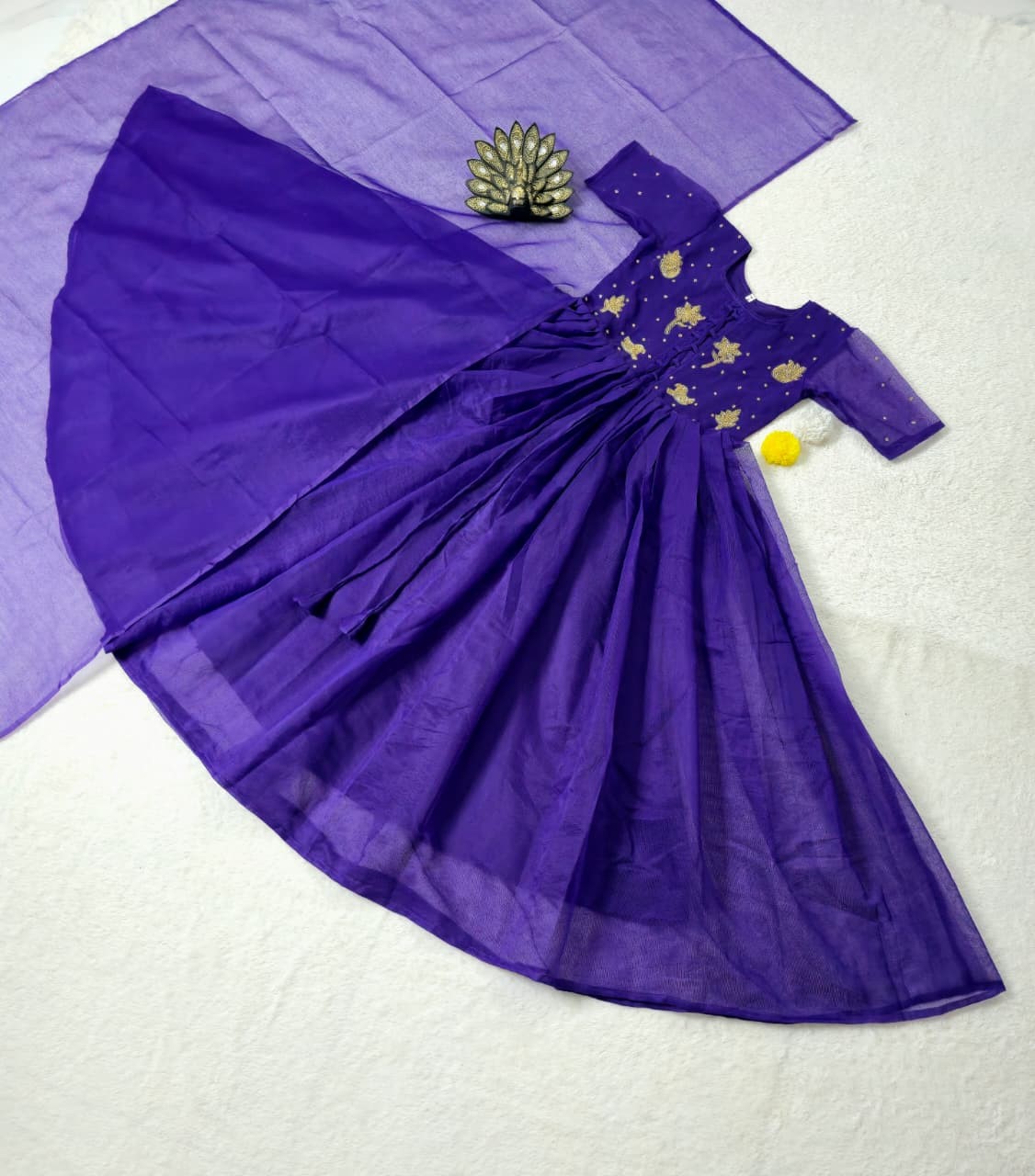 Navy Blue Kota Chex Ladies Gown