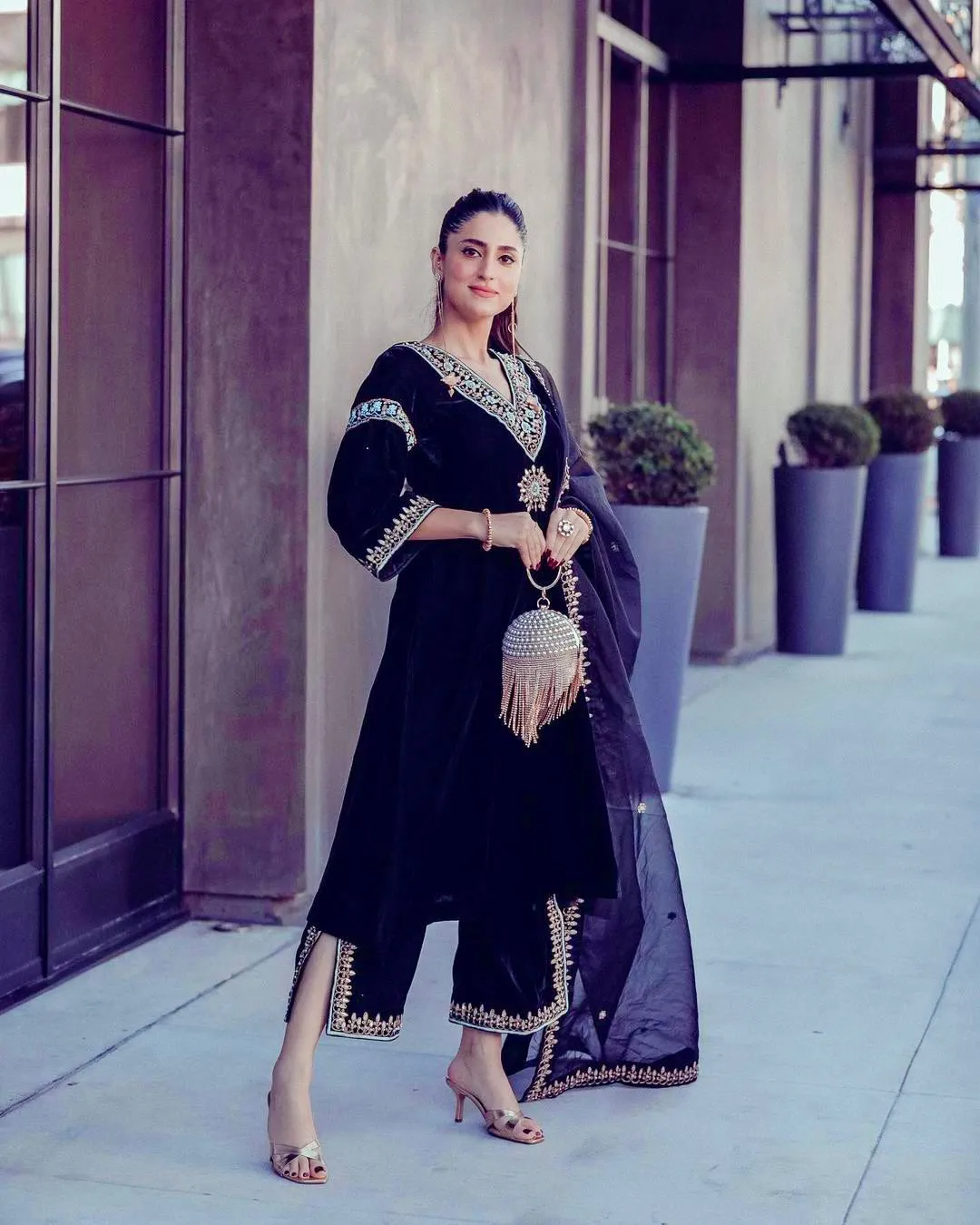 Anarkali Style Velvet Embroidery Suit