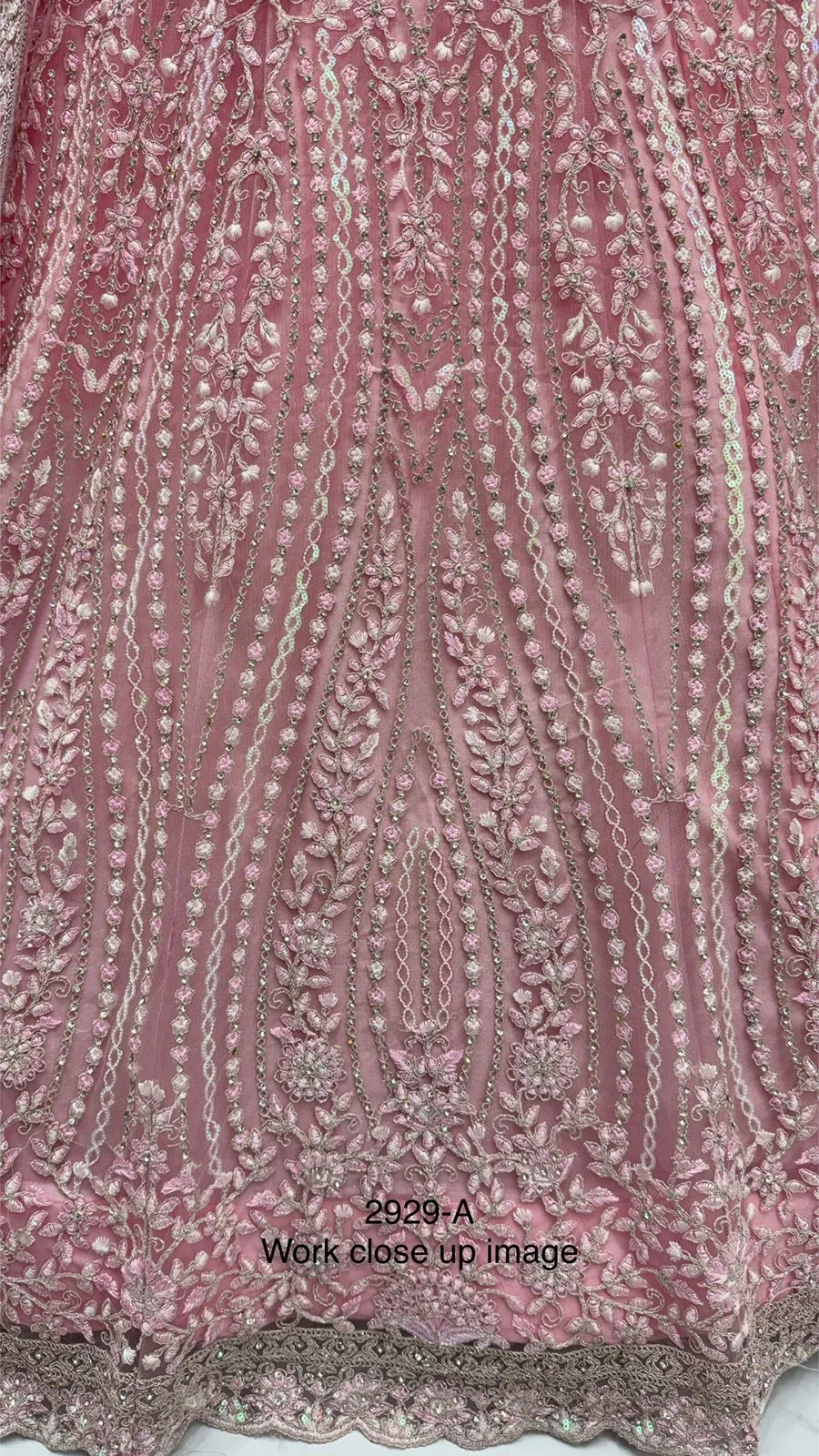 Baby Pink Bridal Net Lehenga - Image 2