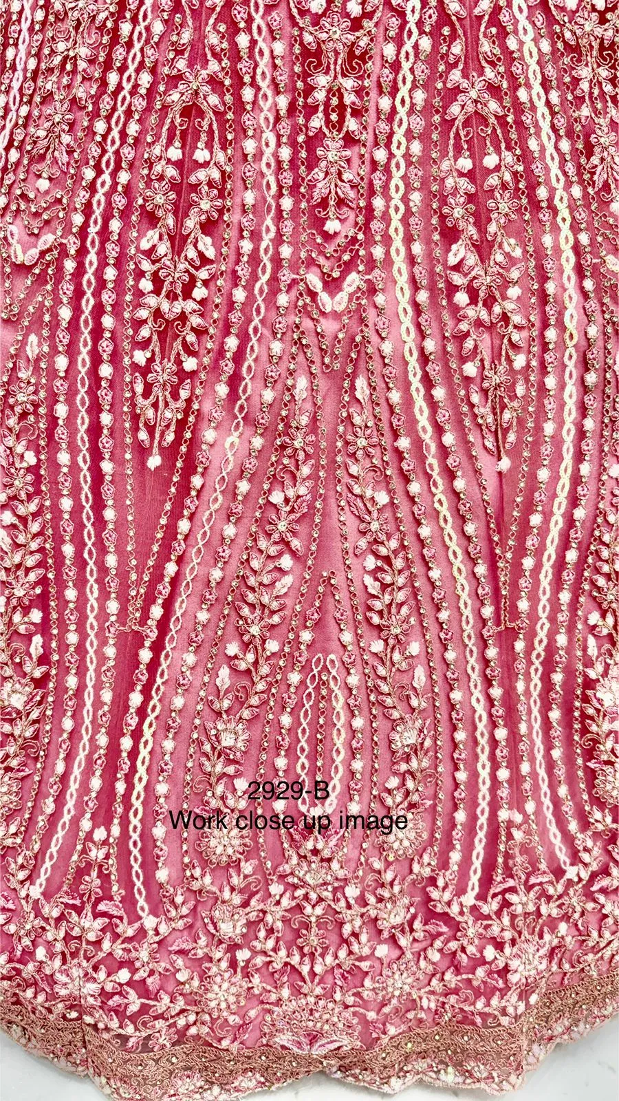 Baby Pink Bridal Net Lehenga - Image 3