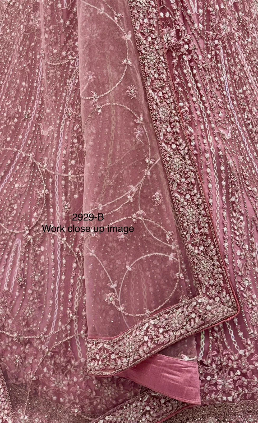 Baby Pink Bridal Net Lehenga - Image 6