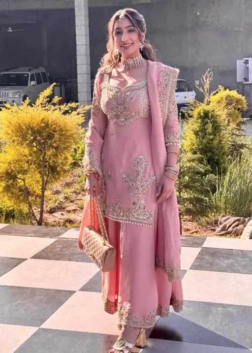 Baby Pink Sharara Suit Set