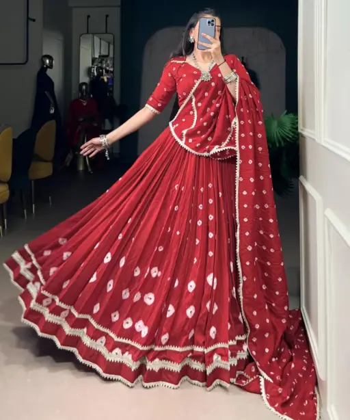Bandhni Printed Big Flair Lehenga  Choli
