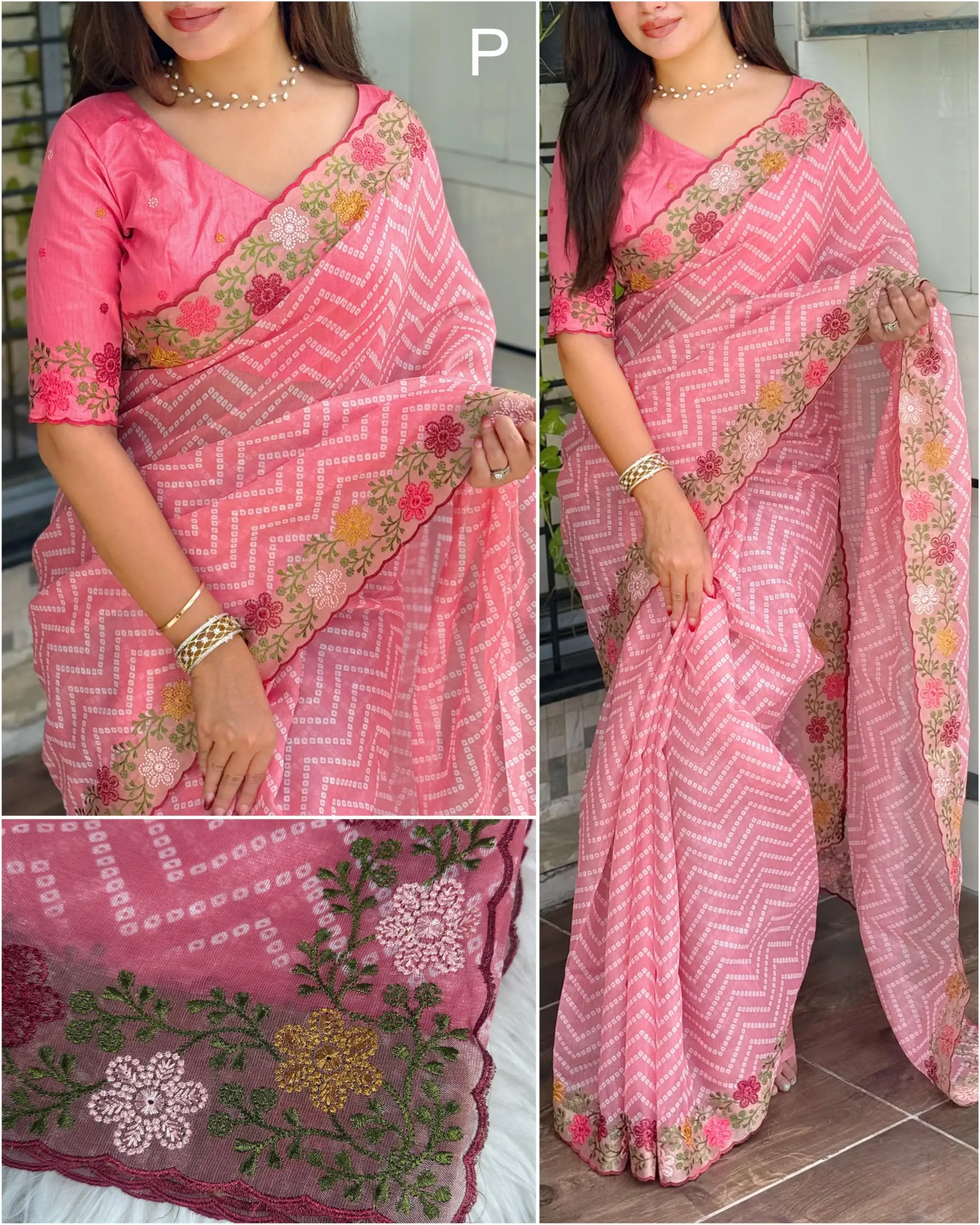 Bandhni Printed Saree Pastel Color