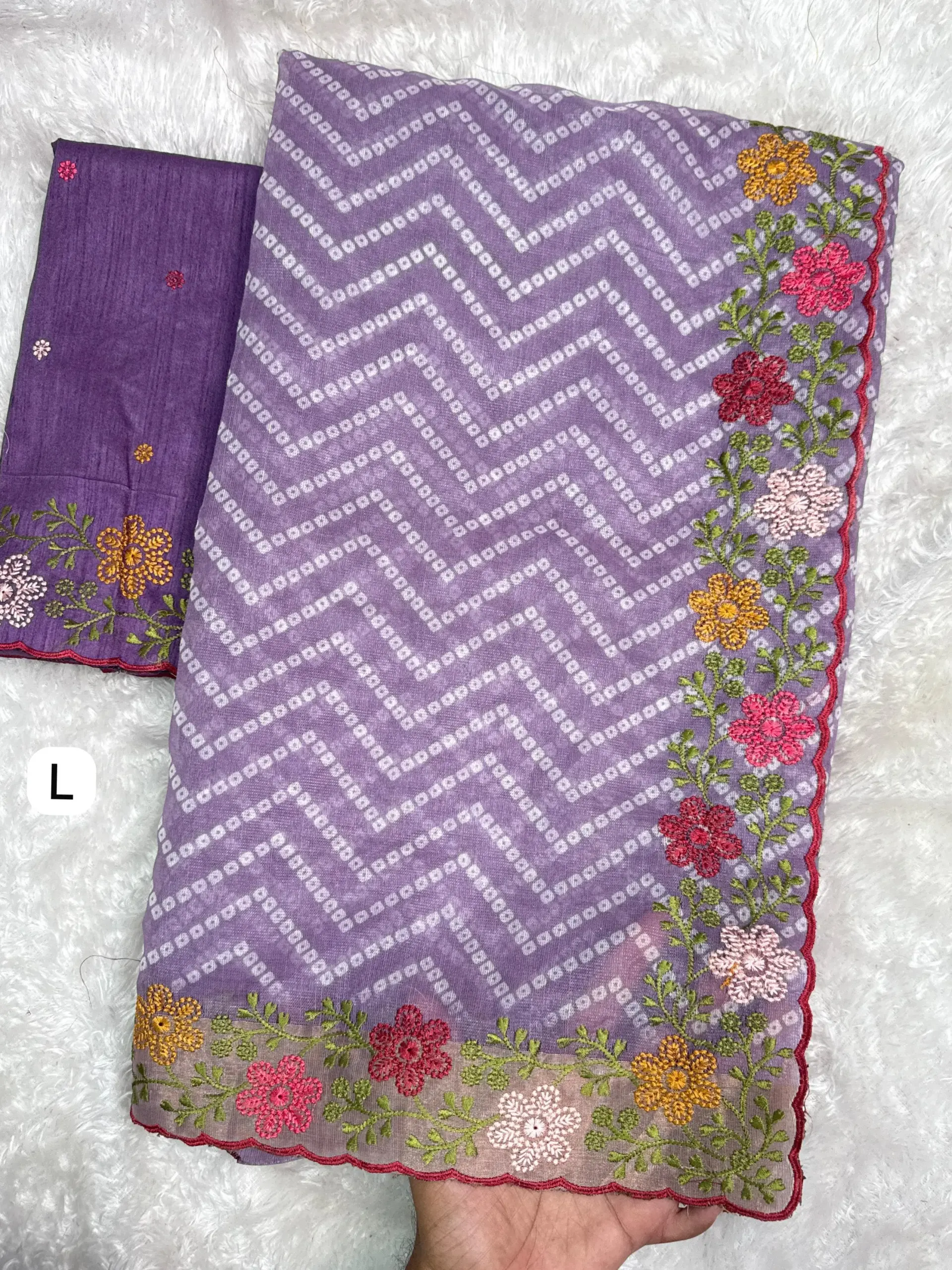 Bandhni Printed Saree Pastel Color - Image 2